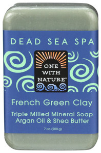 One With Nature, Dead Sea Spa French Green Clay Triple Milled Mineral Bar Soap With Argan Oil And Sh One With Nature, Dead Sea Spa French Green Clay Triple Milled Mineral Bar Soap With Argan Oil And Sh