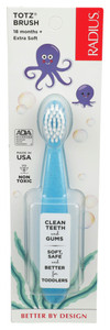 Radius, Totz Toothbrush 18+ Months Extra Soft Clear Sparkle, Case Of 6, 1 Ea Radius, Totz Toothbrush 18+ Months Extra Soft Clear Sparkle, Case Of 6, 1 Ea