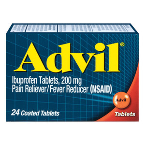Advil, Ibuprofen Pain Reliever And Fever Reducer Coated Tablets, 1 Each, 24 Tab Advil, Ibuprofen Pain Reliever And Fever Reducer Coated Tablets, 1 Each, 24 Tab
