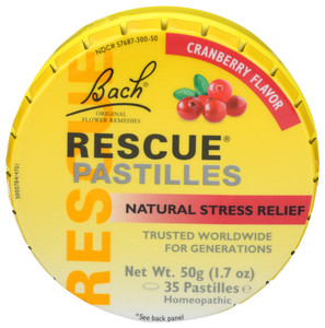 Bach Flower Essences, Rescue Remedy Pastilles Cranberry, Case Of 12, 50 Gr Bach Flower Essences, Rescue Remedy Pastilles Cranberry, Case Of 12, 50 Gr