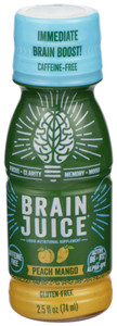 Brainjuice, Caffeine Free Peach Mango Juice, Case Of 12, 2.5 Oz Brainjuice, Caffeine Free Peach Mango Juice, Case Of 12, 2.5 Oz