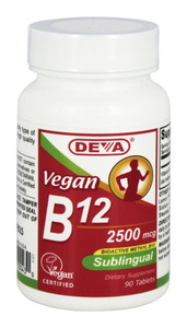 Deva, Sublingual B 12 2500 Mcg, 1 Each, 90 Tab Deva, Sublingual B 12 2500 Mcg, 1 Each, 90 Tab