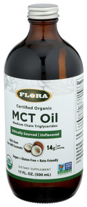 Flora, Organic Mct Oil Ethically Sourced Unflavored, 1 Each, 17 Fl Oz Flora, Organic Mct Oil Ethically Sourced Unflavored, 1 Each, 17 Fl Oz