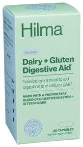 Hilma, Dairy+ Gluten Digestive Aid Herbal Supplement, Case Of 1, 30 Ct Hilma, Dairy+ Gluten Digestive Aid Herbal Supplement, Case Of 1, 30 Ct