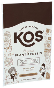 Kos, Organic Plant Powder Chocolate Single, Case Of 12, 1.37 Oz Kos, Organic Plant Powder Chocolate Single, Case Of 12, 1.37 Oz