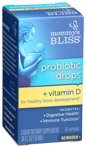 Mommy's Bliss, Probiotic Drops And Vitamin D Dietary Supplement Box, 1 Each, 0.34 Fl Oz Mommy's Bliss, Probiotic Drops And Vitamin D Dietary Supplement Box, 1 Each, 0.34 Fl Oz