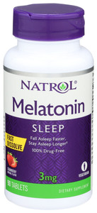 Natrol, Melatonin Fast Dissolve Strawberry Lets 3mg, 1 Each, 90 Tab Natrol, Melatonin Fast Dissolve Strawberry Lets 3mg, 1 Each, 90 Tab