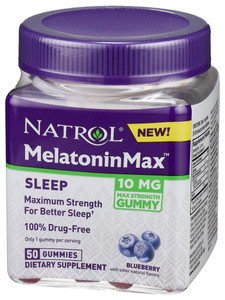 Natrol, Melatoninmax Sleep Support Maximum Strength Blueberry Gummies 10mg, 1 Each, 50 Ct Natrol, Melatoninmax Sleep Support Maximum Strength Blueberry Gummies 10mg, 1 Each, 50 Ct