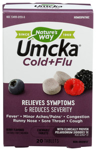 Nature's Way, Umcka Cold + Flu Berry Tablets, 1 Each, 20 Tab Nature's Way, Umcka Cold + Flu Berry Tablets, 1 Each, 20 Tab