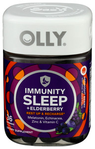 Olly, Immunity Sleep + Elderberry Gummies Midnight Berry, Case Of 3, 36 Ct Olly, Immunity Sleep + Elderberry Gummies Midnight Berry, Case Of 3, 36 Ct