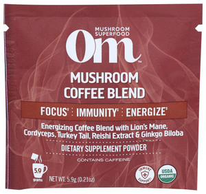 Om Mushrooms, Coffee Blend Mushroom Powder, Case Of 10, .20 Oz Om Mushrooms, Coffee Blend Mushroom Powder, Case Of 10, .20 Oz