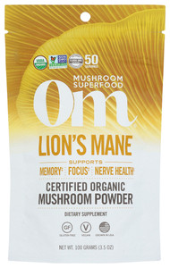 Om Mushrooms, Lion's Mane Organic Mushroom Powder, 1 Each, 3.5 Oz Om Mushrooms, Lion's Mane Organic Mushroom Powder, 1 Each, 3.5 Oz