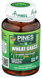 Pines, Int'l, Organic Wheat Grass Tablets 500mg, 1 Each, 100 Tab Pines, Int'l, Organic Wheat Grass Tablets 500mg, 1 Each, 100 Tab