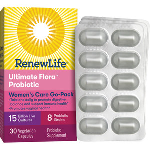 Renew Life, Ultimate Flora Women's Care Probiotic 15 Billion Live Cultures Go Pack, 1 Each, 30 Cap Renew Life, Ultimate Flora Women's Care Probiotic 15 Billion Live Cultures Go Pack, 1 Each, 30 Cap
