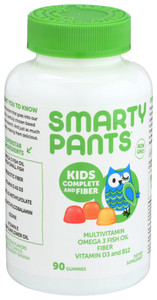 Smartypants, Vitamins Kid's Complete And Fiber Strawberry Banana Lemon Orange Gummies, 1 Each, 90 Ct Smartypants, Vitamins Kid's Complete And Fiber Strawberry Banana Lemon Orange Gummies, 1 Each, 90 Ct