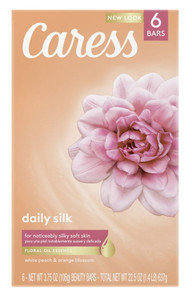 Caress Bar Soap Daily Silk Floral Oil 3.75Oz 6 Count