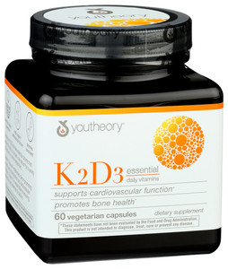 Youtheory, K2 D3 Essential Daily Vitamins 60 Vegetarian Capsules, 1 Each, 60 Ct Youtheory, K2 D3 Essential Daily Vitamins 60 Vegetarian Capsules, 1 Each, 60 Ct