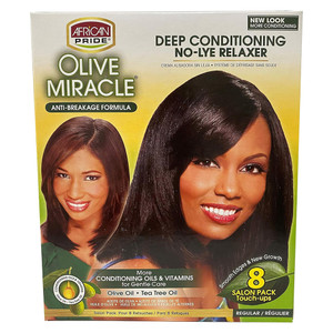 African Pride Olive Miracle Deep Conditioning No-Lye Relaxer,8 Ea