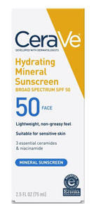 Cerave Sunscreen Hydrating Spf#50 Face 2.5Oz Cerave Sunscreen Hydrating Spf#50 Face 2.5Oz