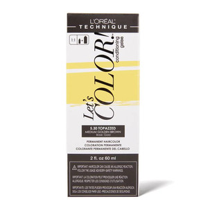 L'Oreal Let's Color 5.30 Topazzed Brown Permanent Haircolor Multi-Dimensional Shine, 1 ea, 2 oz L'Oreal Let's Color 5.30 Topazzed Brown Permanent Haircolor Multi-Dimensional Shine, 1 ea, 2 oz