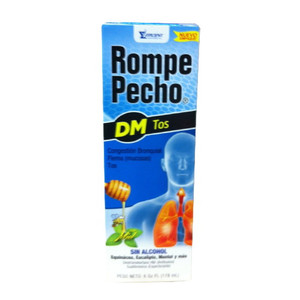 Rompe Pecho DM Cough Relief Suppressant/Expectorant Syrup for Chest Congestion, 6 Oz Rompe Pecho DM Cough Relief Suppressant/Expectorant Syrup for Chest Congestion, 6 Oz