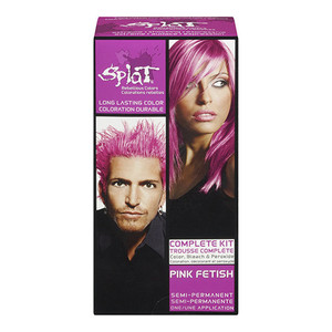 Splat His & Her Rebellious Hair Color Complete Kit with Bleach in Pink Fetish, 1 Kit Splat His & Her Rebellious Hair Color Complete Kit with Bleach in Pink Fetish, 1 Kit