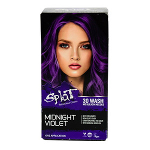 Splat Rebellious Colors 30-Wash No Bleach Needed Hair Color Kit in Midnight Violett, 6 Oz Splat Rebellious Colors 30-Wash No Bleach Needed Hair Color Kit in Midnight Violett, 6 Oz