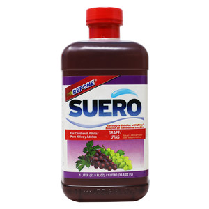 Suero Repone Electrolyte Solution with Zinc for Children & Adults, Grape Flavor, 33.8 Oz Suero Repone Electrolyte Solution with Zinc for Children & Adults, Grape Flavor, 33.8 Oz