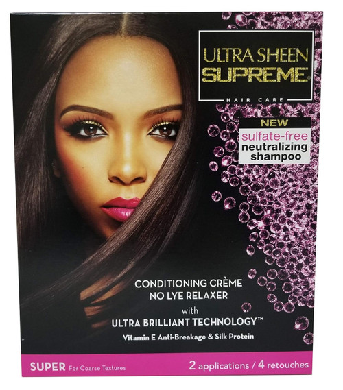 Ultra Sheen Supreme Conditioning Creme No-Lye Relaxer, Super Strength for Smooth & Straight Hair, 2 Ea