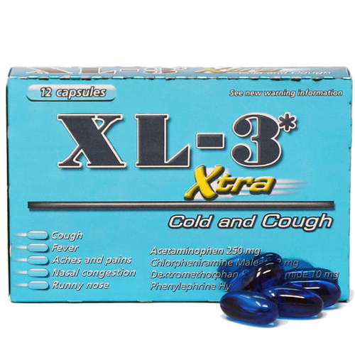 Midway XL-3 Xtra Cold & Cough Capsules for Fast Relief, 12 Ea