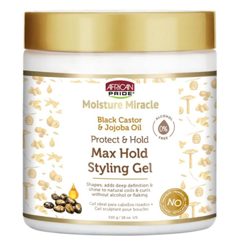 Africa's Pride Moisture Miracle Styling Gel with Castor & Jojoba Oils, Curl Control, 18 Oz