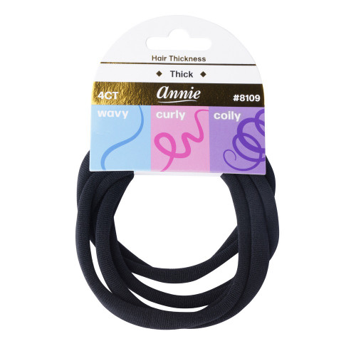 Annie #8109 Soft Ponytail Holders Black 4-Pack