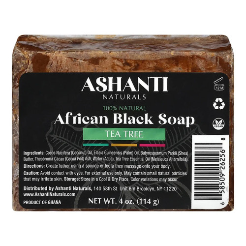 Ashanti Naturals 100% Black Soap Bar Tea Tree for Men, 4 oz