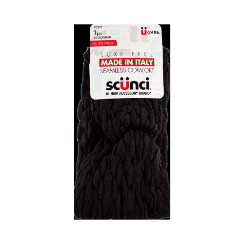 HEADWRAP WIDE FAUX TW BLK 1CT