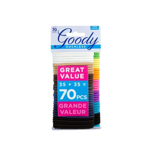 Goody Ouchless No Metal Gentle Elastics, Assorted Colors, 70 Ct