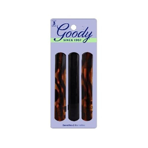 Goody Classics Rounded Barrette, Autoclasp, 3 PK