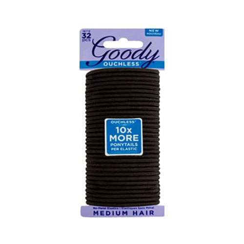 Goody Ouchless 4 mm Black Women's Braided Elastics for Medium Hair, 32 CT