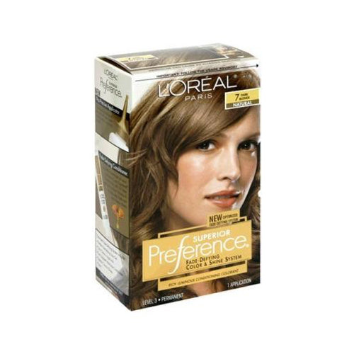 L'Oreal Paris Superior Preference Fade-Defying Shine Permanent Hair Color, 7 Dark Blonde, 1 kit