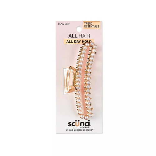 sc??nci Large Pearl Embellished Open Rectangle Claw Clip - Gold