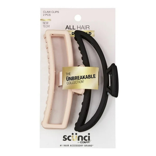 scunci Unbreakable Open Claw Clip, 2 pack