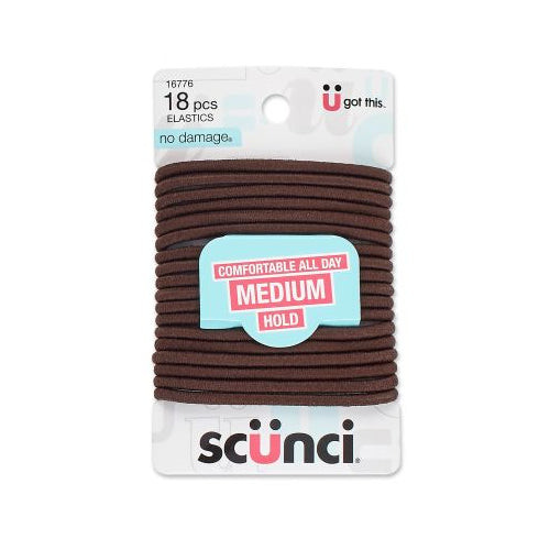 Sc??nci No Damage Hair Elastics Medium, Brown, 18 CT