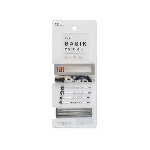 Scunci The Basik Edition Mix and Stack Barrette, 10 pcs