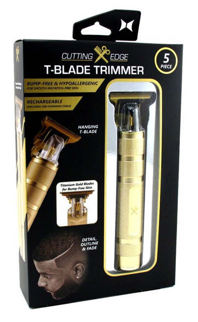 Cutting Edge Trimmer Hanging T-Blade 5Pc Rechargeable Gold