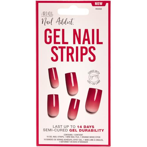 Ardell Nail Addict Semi Cured Gel Nail Strips - Rouge Red