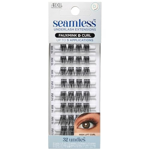 Ardell Seamless Underlash Lash Extensions Kit - DIY Lash Clusters, Faux Mink D-Curl, Natural Look Eyelash Extension, 32 Count