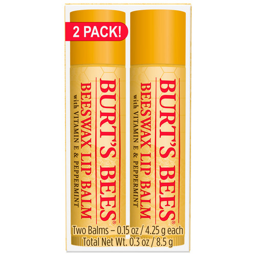 Burt's Bees 100% Natural Origin Moisturizing Lip Balm, Original Beeswax, 2 Tubes
