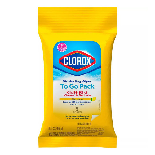 Clorox To Go Citrus Disinfecting Wipes Travel Pack, 9 Ea