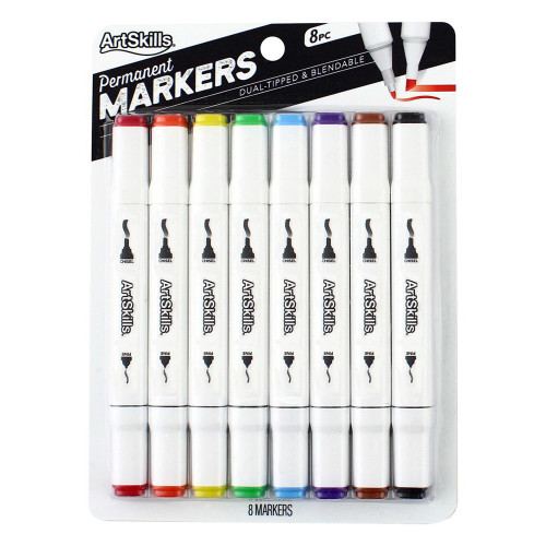 Artskills Dual Tip Blendable Permanent Markers Assorted Colors, 8 Count