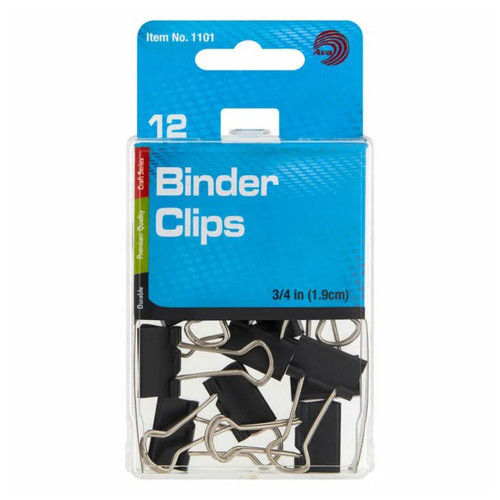 Ava Binder Clips 0.75 Inch Black, 12 Count
