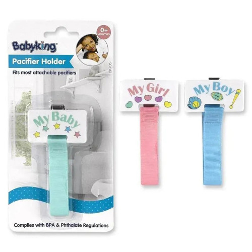 Babyking Hook and Loop Ribbon Pacifier Holder Infant Accessory Assorted, 1 Ea